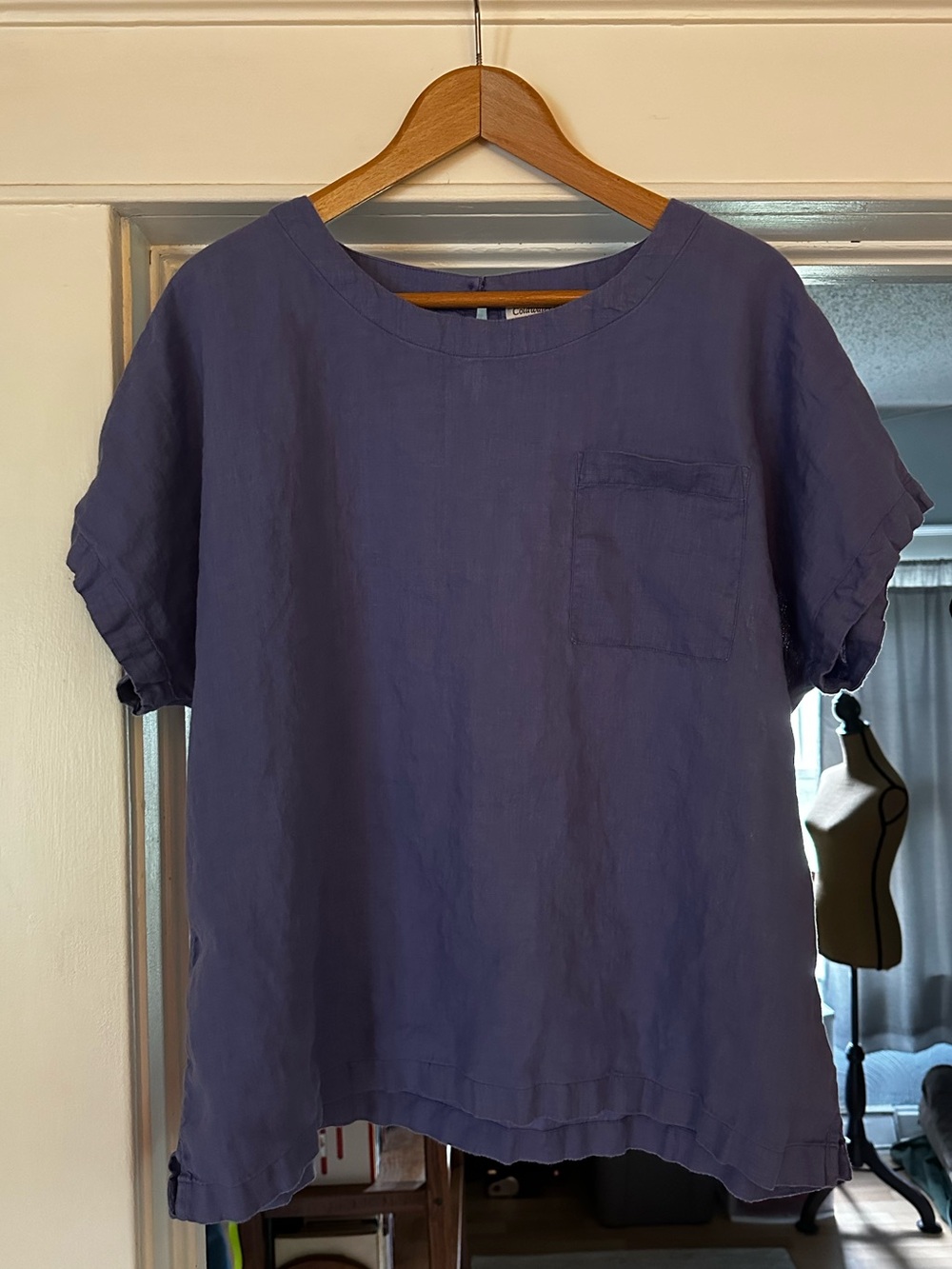 Coldwater Creek Short-Sleeve Purple Linen Top